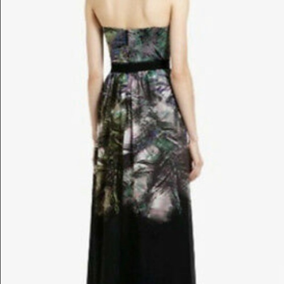 BLACK MULTI-COLORED ‘TAE’ PRINTED STRAPLESS GOWN - Picture 2 of 10